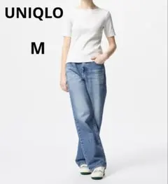 ユニクロ リブボートネックT/5部袖 オシャレ カジュアル シンプル インナー