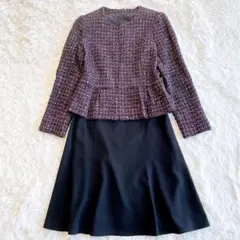 【ANAYI】華やかセットアップ　ノーカラージャケット３６＆フレアスカート７