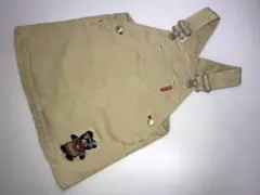 90cmミキハウスオーバーオールつなぎスカートワンピースベージュ系 くま ベアー