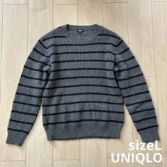 UNIQLO リブボーダークールネックセーター サイズL