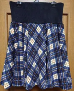 【古着】インナーパンツ付きチェック柄フレアスカート