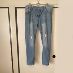ライトブルー ダメージデニムパンツ　メンズxl