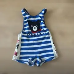 クマ刺繍のストライプ水着 90cm