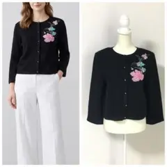 T131 新品未使用 S レオナール 近年モデル 花刺繍 カーデ レディース T131 新品未使用 S レオナール 近年モデル 花刺繍 カーデ レディース