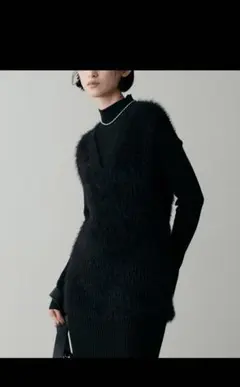 NICECLAUPセットアップ　ブラックニットワンピースとフェザーベスト