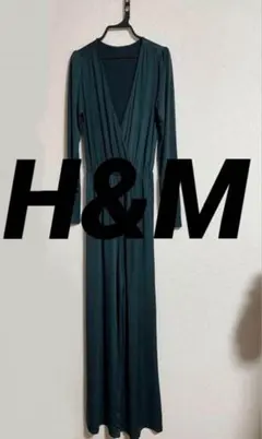 H&M ダークグリーン オーバーオール