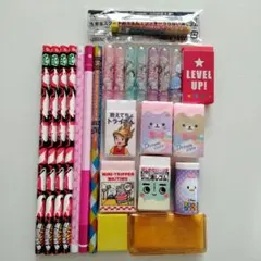 鉛筆7本&消しゴム9個&鉛筆キャップ7個&練り消し1個　まとめ売り