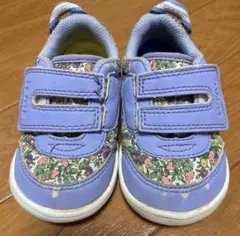 IFME 花柄 ベビーシューズ 紫 14cm