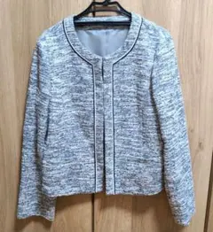 ru アールユー ジャケット LLサイズ 13号 白×黒 　ツィード調