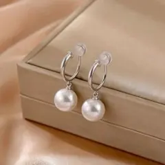 イヤリング　一粒パール　シルバー　痛くない　イヤーカフ　華やか　上品　セレモニー