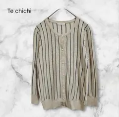 Te chichi クールネック ストライプ柄 カーディガン 透け感有 薄手 Mのサムネイル