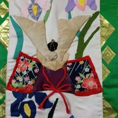 五月のタペストリー　兜と菖蒲　ハンドメイド