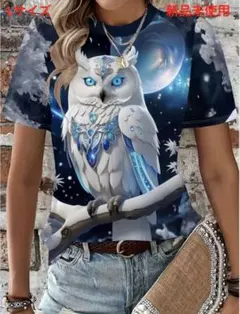 フクロウ 半袖Tシャツ 和柄Tシャツ 縁起物Tシャツ 派手Tシャツ Lサイズ
