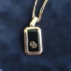 クリスチャンディオール　ネックレス　ゴールド/ブラック　ストーン　CD