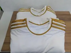 ホワイト×ゴールドライン Lサイズ 半袖スポーツ用Tシャツ 10枚セット 練習着
