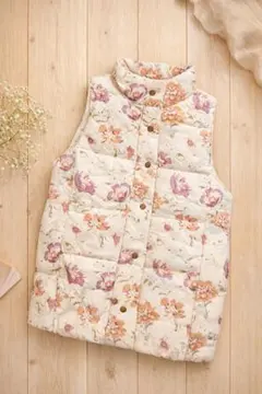 studio clip 新品タグつき花柄フラワーPTダウンベストナチュラル系