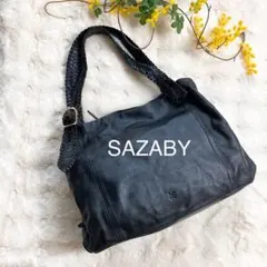 ◆SAZABY◆サザビーレザーバッグ/編みショルダーデザイン肩掛けOK♪
