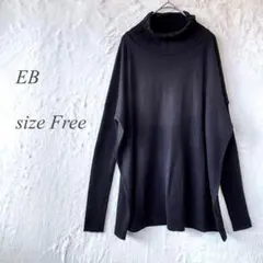 EB 長袖タートルネックニット 黒 フリー 無地 毛 伸縮性 999