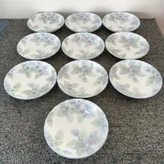 未使用 美濃焼 窯元 刻印有 花柄皿 10枚セット直径11.8cm