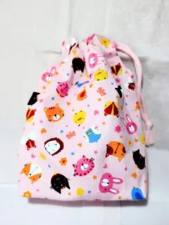 ハンドメイド　巾着袋　入園　入学　女の子　動物　うさぎ　猫