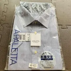 【新品】半袖 ビジネスワイシャツ（形態安定）襟周り42 グレー網掛け