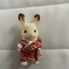 着物を着たウサギの人形 創作うさぎ人形 正絹縮緬着物を着たうさぎさん その他人形