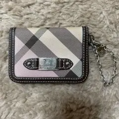 バーバリーブルーレーベル　ノバチェックカードケース　定期入れ　ピンク