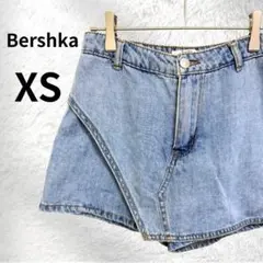 Bershka ベルシュカ 巻きスカート風 デニムショートパンツ 薄インディゴ