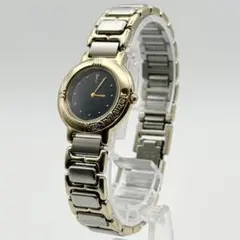 ✨新品電池・稼働✨サンローラン 腕時計 クォーツ ラウンド コンビ 黒文字盤