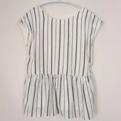 オペークドットクリップ　ストライプ柄 ペプラムトップス 38/M