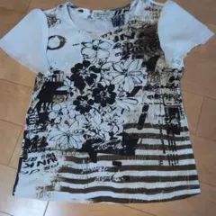 B-BRAND 半袖 Tシャツ 花柄 英字プリント