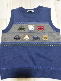 familiar 動物刺繍 ニットベスト 100