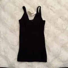 リブ編み ブラックキャミソール Mサイズ