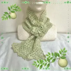 ハンドメイド 手編み お花ミニ·マフラー(yタイプ) . ݁₊᪥⋆. ݁