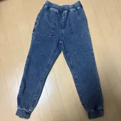 GU デニムブルー ハイウエストパンツ