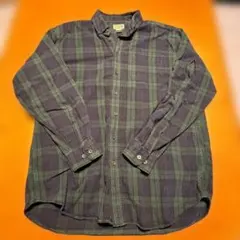 L.L.Bean 古着 ネルシャツ L グリーン系 チェック エルエルビーン