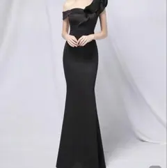 ブラック オフショルダー マーメイドドレス