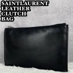 美品 Saint Laurent レザー クラッチバッグ 黒 キャビアスキン