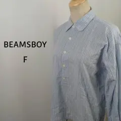 BEAMSBOY　日本製　サッカー地　ストライプシャツ　F　サックスブルーのサムネイル