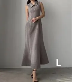 Louere 金ボタン襟付きノースリツイードマーメイドワンピ　L
