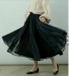 ラベルエチュード　Vintage調レース切替チュールスカート