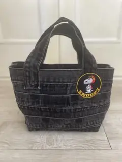 古着リサイクル　デニムブラックトートバッグ