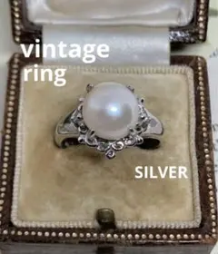 ヴィンテージ 本真珠 パール ダイヤモンド アカンサス925 リング
