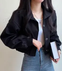 VIVID LADY ジャケット クロップド丈 ブラック 韓国　春のサムネイル