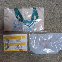 【新品:３セット】スヌーピー①エコバック　②ランチバッグ③手ぬぐい