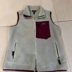 patagonia フリースベスト レディースLサイズ アイボリー/ワインレッド