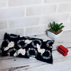 米ぬかホットアイピロー　お花のリースと猫ちゃん柄のカバー付き　260g