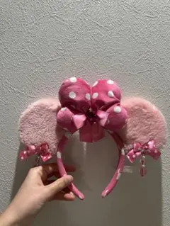 ディズニー カチューシャ イヤリング ピンク ミニー リボン　水玉 ドット