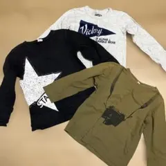 七分袖　長袖カットソー 3点セット　黒　グレー　カーキ　男の子