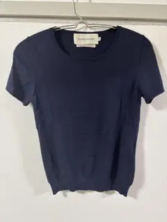 「即日発送」ネイビー クルーネック 半袖ニット　S レディース